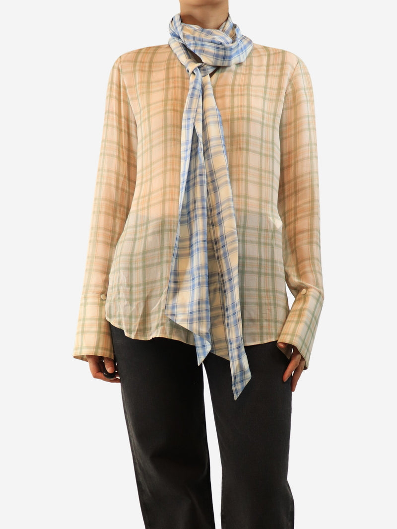 Green and blue plaid silk shirt - size UK 8 Tops Acne Studios 