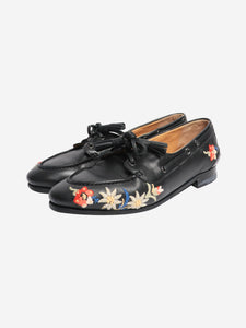 Bally Black leather embroidered shoes - size EU 39 (UK 6)