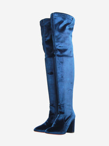 Aquazzura Blue velvet over-the-knee boots - size EU 37.5