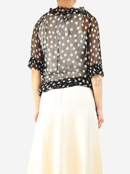 Black sheer chiffon polka dot top - size S alternate image