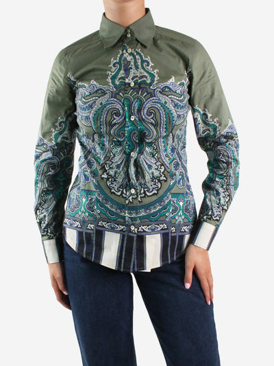 Khaki paisley print button up shirt - size IT 40 Tops Etro 