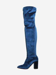 Aquazzura Blue velvet over-the-knee boots - size EU 37.5