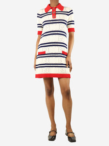 Gucci Cream striped polo knit mini dress - size XS