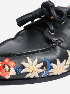 Bally Black leather embroidered shoes - size EU 39 (UK 6)