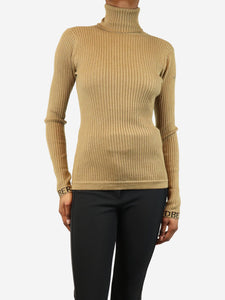 Goldbergh Goldbergh Khaki ribbed turtleneck jumper - size XS