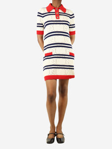 Gucci Cream striped polo knit mini dress - size XS