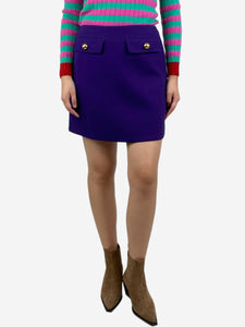 Prada Purple A-line wool pocket mini skirt - size UK 12