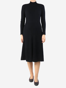 Eric Bompard Black ribbed cashmere midi dress - size M