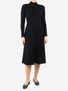 Eric Bompard Black ribbed cashmere midi dress - size M