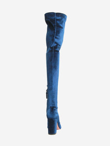 Aquazzura Blue velvet over-the-knee boots - size EU 37.5