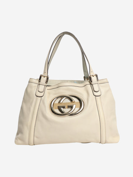 Cream Interlocking G leather tote bag product image