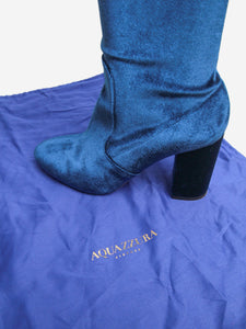 Aquazzura Blue velvet over-the-knee boots - size EU 37.5