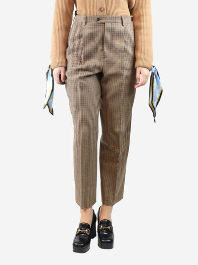 Brown pleated houndstooth trousers - size UK 10 Trousers Celine 
