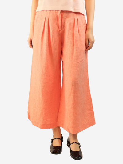Coral cropped linen trousers - size UK 12 Trousers Brora 