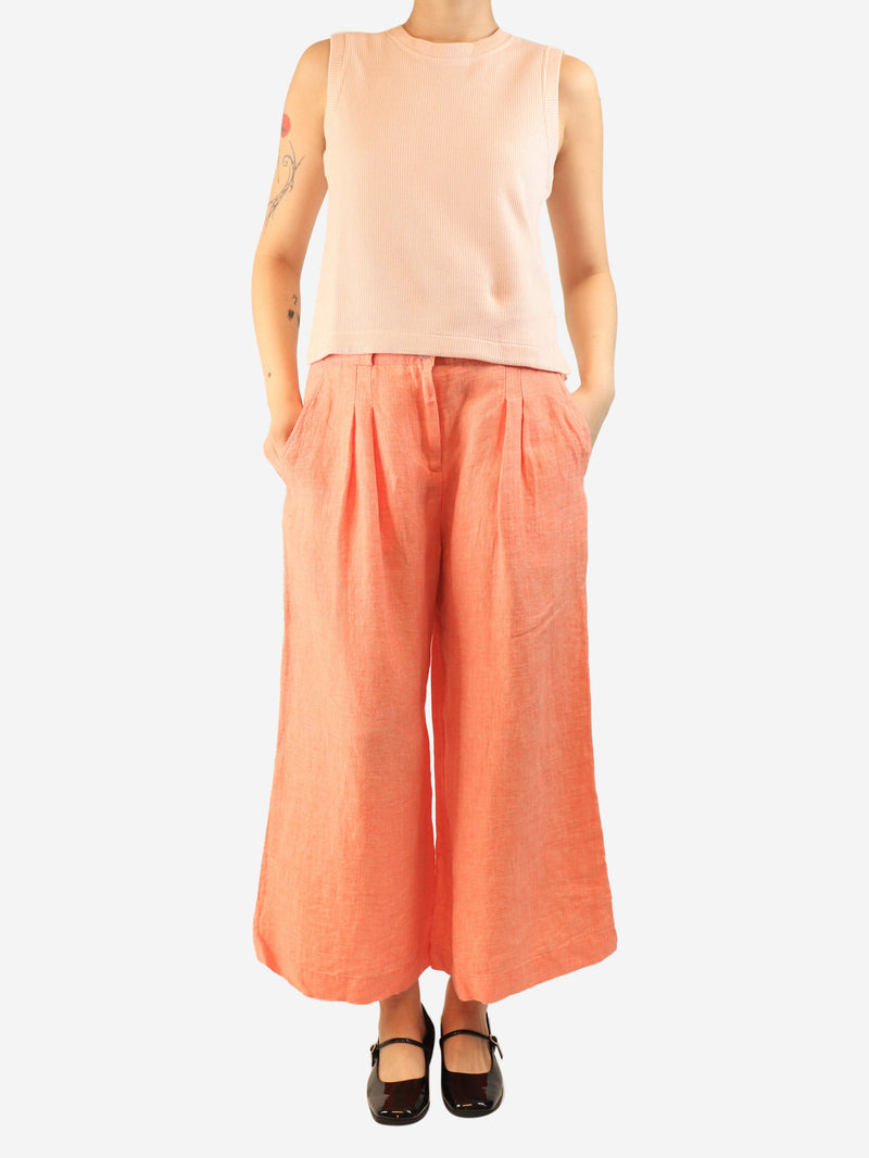 Coral cropped linen trousers - size UK 12 Trousers Brora 
