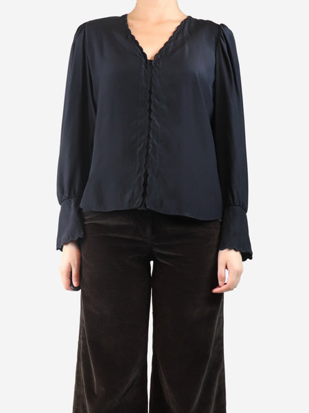 Black silk blouse - size UK 8 product image