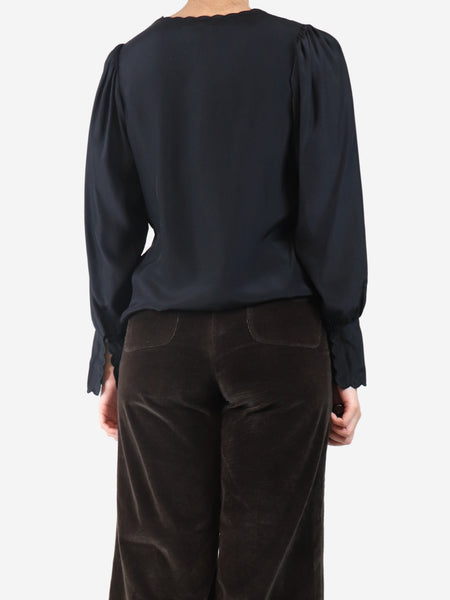 Black silk blouse - size UK 8 alternate image