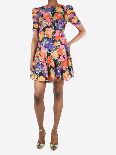 Multicoloured floral tiered mini dress - size UK 6 Dresses Rixo 