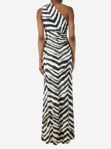 Emilio Pucci Black and white one-shoulder ruched maxi dress - size UK 6