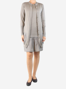 Brunello Cucinelli Grey cashmere cardigan and dress set - size L