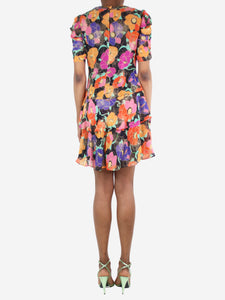 Rixo Multicoloured floral tiered mini dress - size UK 6