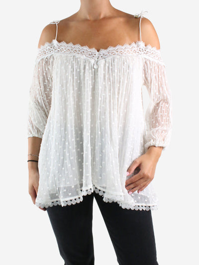 White swiss dot cold-shoulder top - size Brand size 1 Tops Zimmermann 