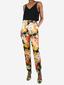 Dries Van Noten Multicolour floral-printed slim-leg trousers - size UK 8