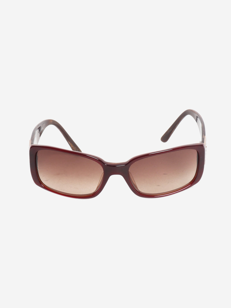 Burgundy rectangular sunglasses