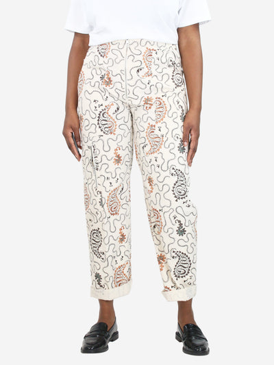 Cream printed cotton-twill trousers - size UK 12 Trousers Isabel Marant Etoile 