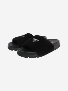Prada Black fluffy slides - size EU 40