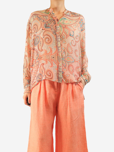 Multicolour Paisley silk shirt - size UK 14 Tops Etro 