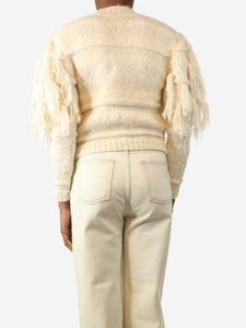 Ulla Johnson Cream alpaca fringe-knit sweater - size UK 4