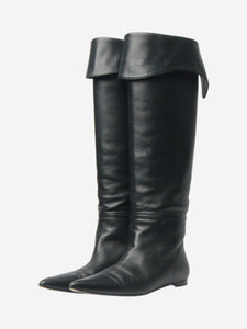 Khaite Black leather knee-high boots - size EU 39