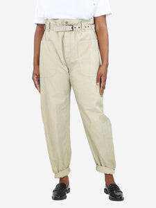 Isabel Marant Etoile Neutral belted linen-blend trousers - size UK 12