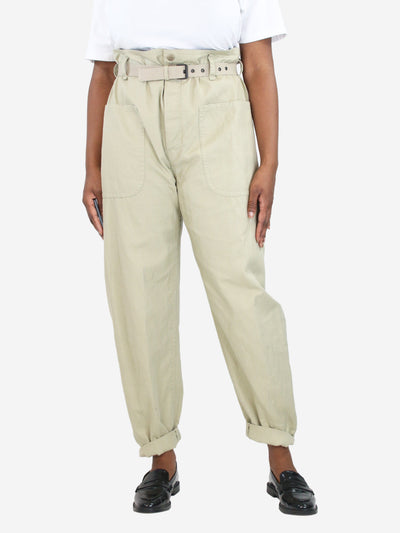 Neutral belted linen-blend trousers - size UK 12 Trousers Isabel Marant Etoile 