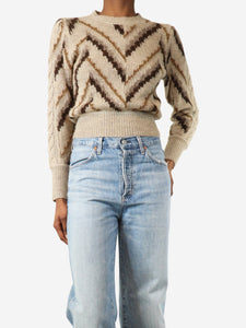 Isabel Marant Oatmeal Glenny chevron alpaca-blend jumper - size UK 6