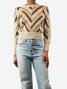 Isabel Marant Oatmeal Glenny chevron alpaca-blend jumper - size UK 6