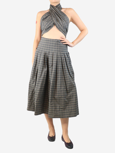 Grey check crop-tie top and midi skirt set - size S Sets Pauw 