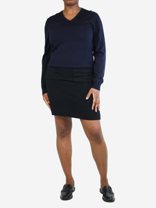 Prada Navy v-neck light-weight knit sweater - size IT 46