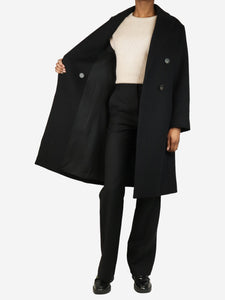 Vince Black double-breasted wool-blend coat - size XS