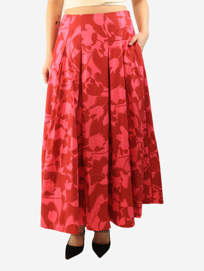 Pink and red floral pleated midi skirt - size UK 12 Skirts ME+EM 