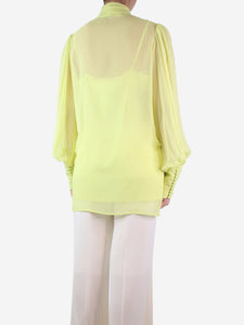Costarellos Yellow satin-chiffon blouse - size UK 14
