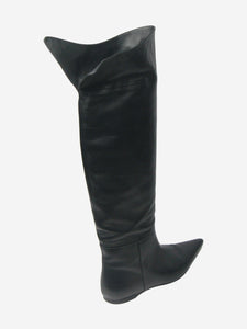 Khaite Black leather knee-high boots - size EU 39