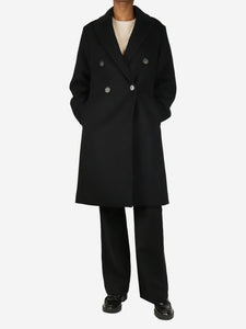 Vince Black double-breasted wool-blend coat - size XS