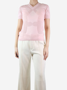 Bottega Veneta Pink short-sleeved knit top - size UK 8