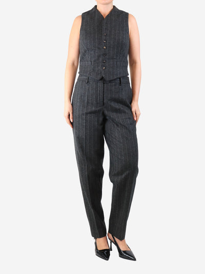 Dark grey wool pinstripe waistcoat and trouser set - size UK 10 Sets Zanini 