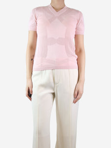Bottega Veneta Pink short-sleeved knit top - size UK 8