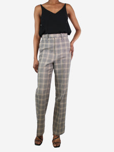Gucci Grey and beige checkered trousers - size UK 6