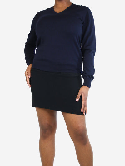 Navy v-neck light-weight knit sweater - size IT 46 Knitwear Prada 