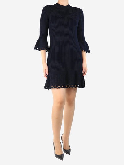 Navy blue ribbed crochet-trim mini dress - size S Dresses Derek Lam 10 Crosby 